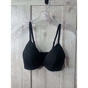 Lightly Lined Adjustable Strap Plunge Bralette Small Black By Auden